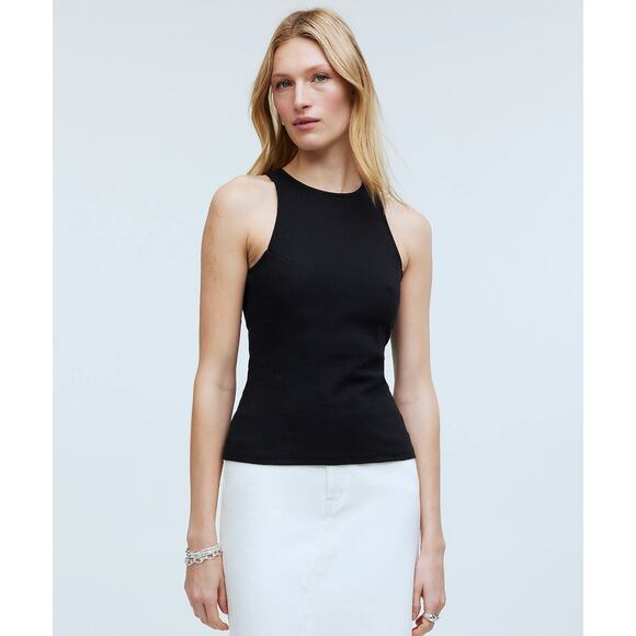 NWT Madewell Highneck Tank in Sleekhold In Black Size XS - Picture 1 of 6